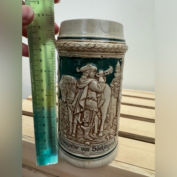 Antique 19thc Stoneware German Beer Stein Tankard Vessle Trompeter Von Sackingen - Picture 6 of 8